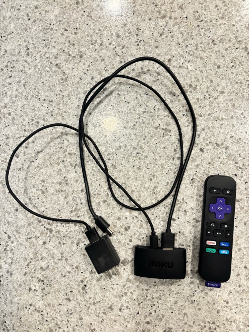 Roku Streaming Stick with Black Voice Remote and Cables